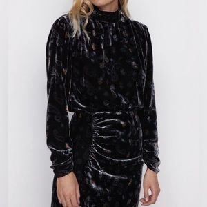 ZARA paisley velvet mini dress